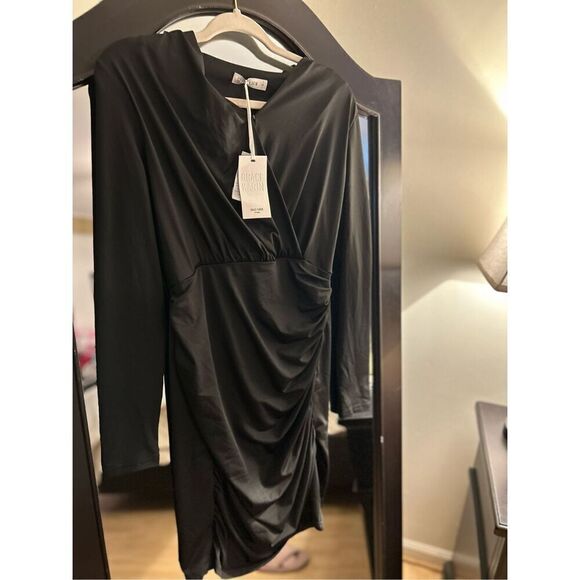 New Manydress Bodycon Deep V Neck Dress Wrap Ruched S - Picture 4 of 5